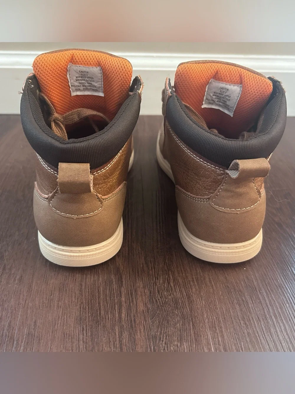 Falls Creek Boys Brown High-Top Casual Boots with Cream Sole NWOT